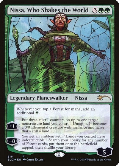 Nissa, Who Shakes the World (Stained Glass) (SLD, Lightly Played, Foil)