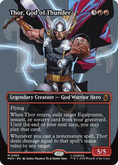 Thor, God of Thunder (Borderless) (0369) (MSH, Near Mint, Foil)
