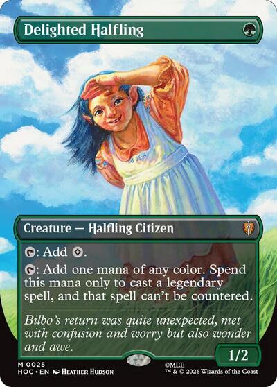Delighted Halfling (Borderless) (HOC, Near Mint,)