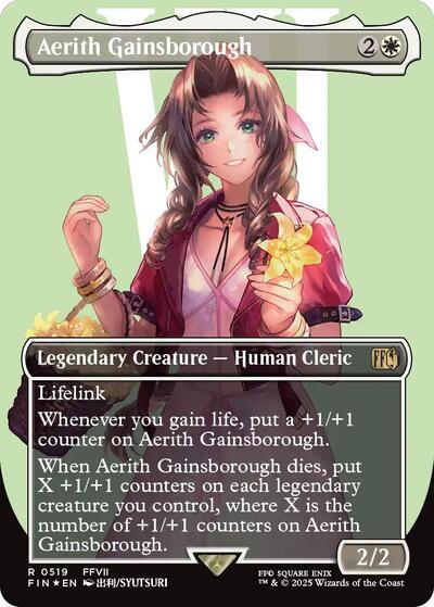 Aerith Gainsborough (Borderless) (Surge Foil) (FIN, Near Mint, Foil)