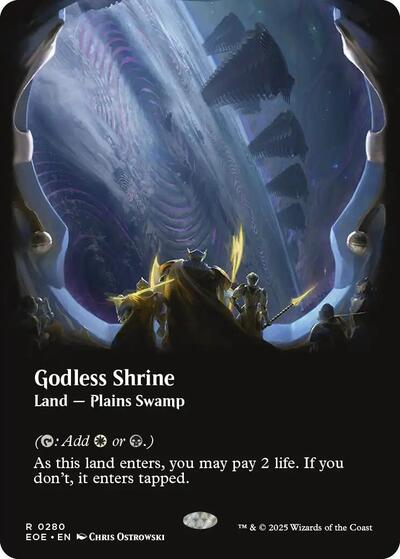 Godless Shrine (Borderless) (EOE, Near Mint, Foil)