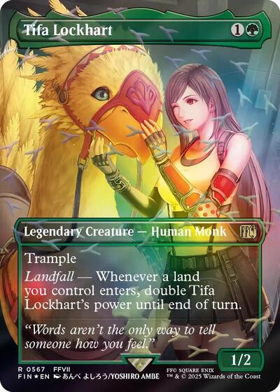 Tifa Lockhart (Borderless) (Chocobo Track Foil) (FIN, Near Mint, Foil)