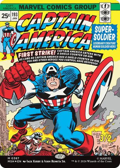 Captain America, Super-Soldier (Borderless) (0387) (MSH, Near Mint, Foil)