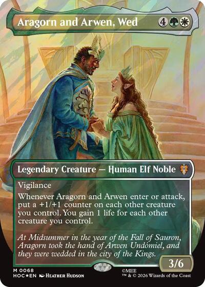 Aragorn and Arwen Wed Borderless Surge Foil (HOC, Near Mint, Foil)