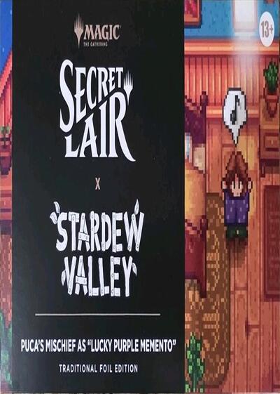 Secret Lair Drop: Secret Lair x Stardew Valley - Puca's Mischief As "Lucky Purple Memento" - Traditional Foil Edition (SLD, Unopened,)